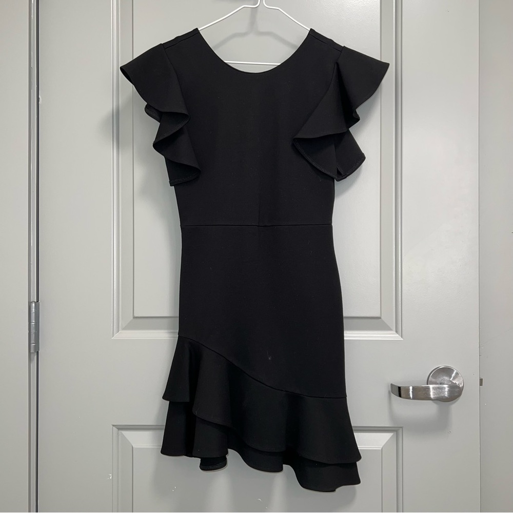 Amanda Uprichard black mini dress with ruffles (S) (House of CB style)